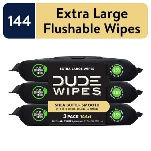 DUDE Wipes Flushable Wipes, XL Wet Wipes for at Home Use, Shea BUTTer Smooth, 144 Count EasyOptionXY LLC