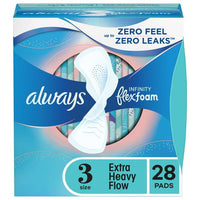 Always Infinity Feminine Pads for Women Extra Heavy Flow with Wings Unscented; 28 Ct Size 3 EasyOptionXY LLC