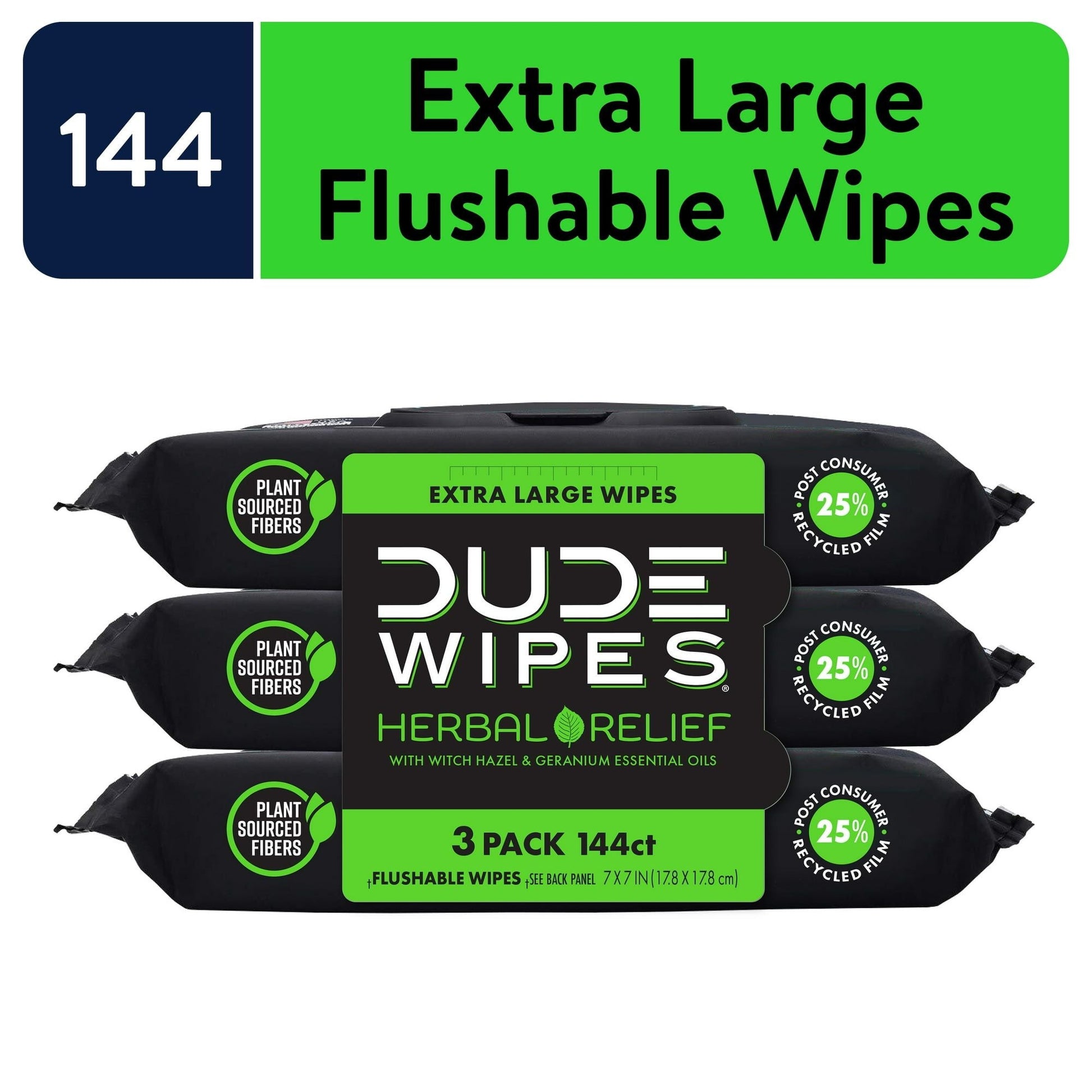 DUDE Wipes Flushable Wipes, XL Wet Wipes for at Home Use, Herbal Relief, 144 Count EasyOptionXY LLC