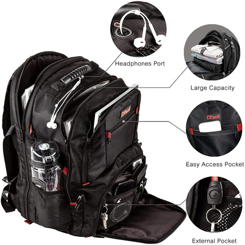 OPACK Extra Large RFID-Safe Travel Black Backpack Unisex TSA Friendly EasyOptionXY LLC
