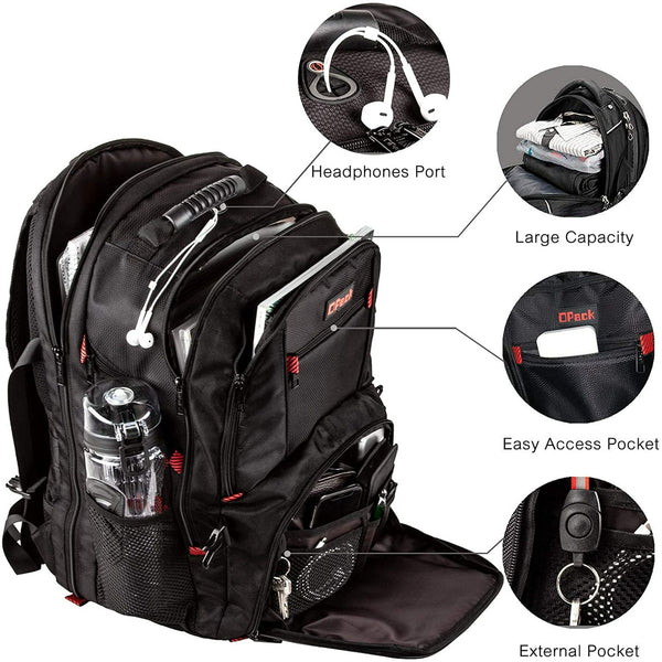 OPACK Extra Large RFID-Safe Travel Black Backpack Unisex TSA Friendly EasyOptionXY LLC