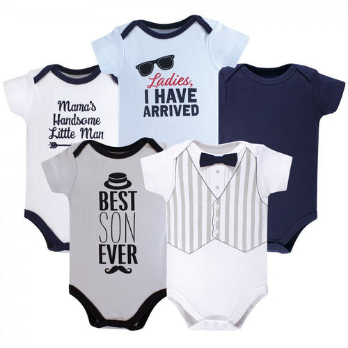Hudson Baby Infant Boy Cotton Bodysuits 5pk, Handsome Little Man, 12-18 Months EasyOptionXY LLC