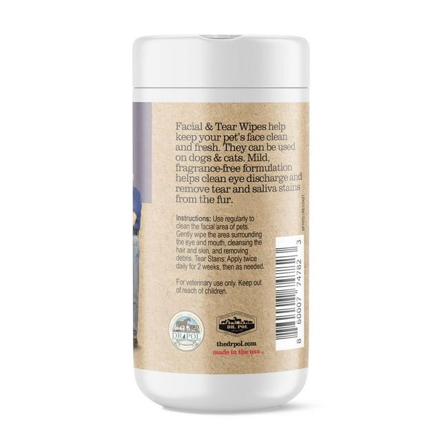 Dr. Pol Cat & Dog Tear Stain Remover Wipes 70 Count EasyOptionXY LLC