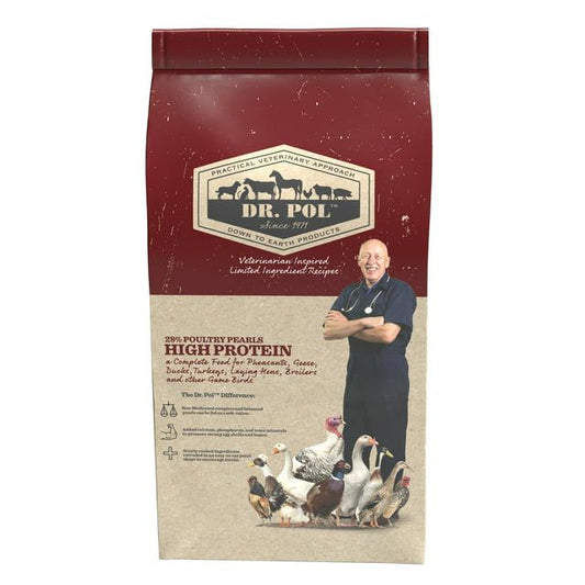 Dr. Pol High Protein 28% Poultry Pearls Gamebird Feed for Young Pheasants, Geese, Ducks, Turkeys, Laying Hens, Broilers and Other Large or Small Gamebirds, 30 lb. Bag EasyOptionXY LLC