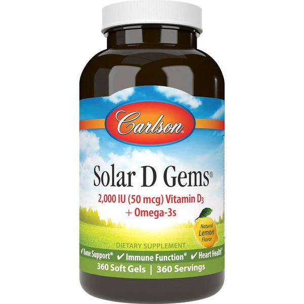 Carlson Labs - Solar D Gems Vitamin D3 2000 IU - 360 Softgels EasyOptionXY LLC