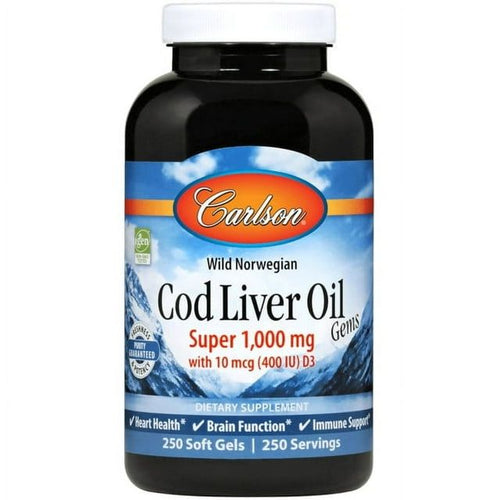 Carlson Super Wild Norwegian Cod Liver Oil Gems 1,000 mg 250 Sgels EasyOptionXY LLC