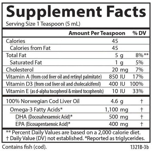 Carlson Labs Norwegian Cod Liver Oil Omega-3 EPA & DHA, Natural Flavor, 8.4 Fl Oz. EasyOptionXY LLC