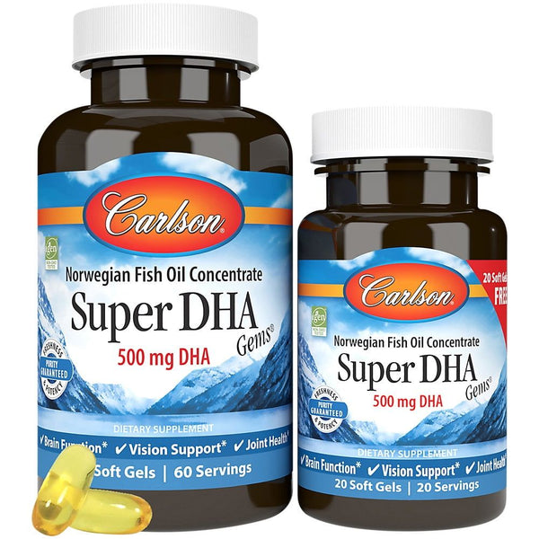 Carlson Labs - Super DHA Gems 500 mg. - Bonus Pack 60+20 Softgels - 2 Bottle(s) EasyOptionXY LLC