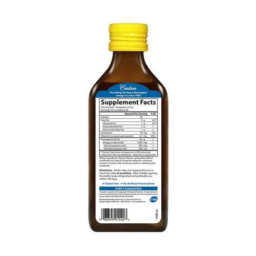Carlson Norwegian The Very Finest Fish Oil Liquid, 1600 mg Omega-3, Lemon, 6.7 Fl Oz. EasyOptionXY LLC