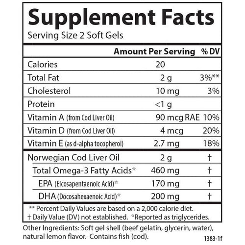 Carlson Laboratories Lightly Lemon Cod Liver Oil 300 Softgel EasyOptionXY LLC