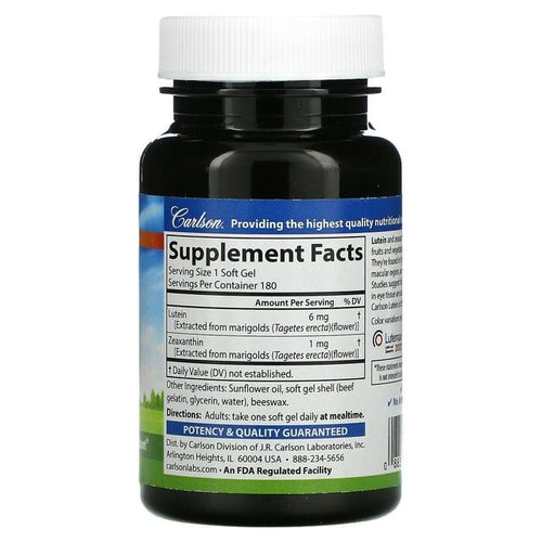 Lutein, 6 mg, 180 Soft Gels, Carlson EasyOptionXY LLC