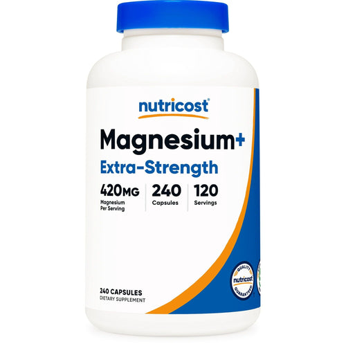 Nutricost Magnesium+ Extra Strength 420mg, 240 Capsules - 120 Servings. Magnesium Glycinate, Oxide - Non-GMO, Gluten Free, Vegan Friendly EasyOptionXY LLC