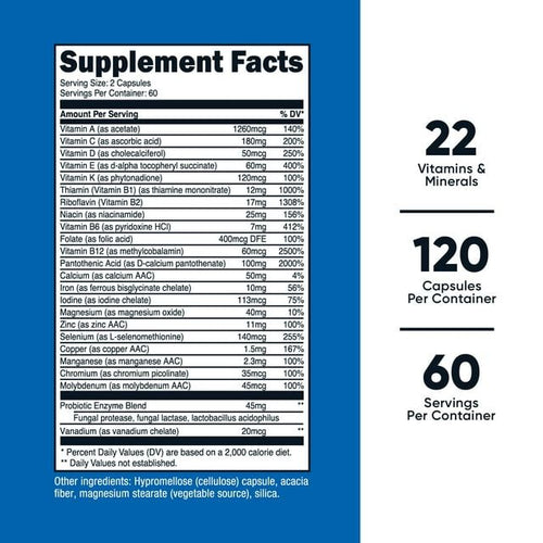 Nutricost Multivitamin With Probiotics (Unisex) 120 Vegetarian Capsules EasyOptionXY LLC