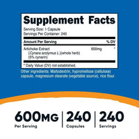 Nutricost Artichoke Extract 600mg, 240 Vegetarian Capsules - Non-GMO Supplement EasyOptionXY LLC