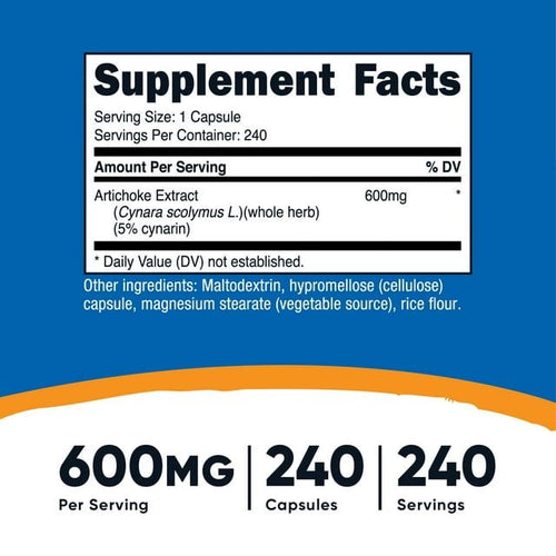 Nutricost Artichoke Extract 600mg, 240 Vegetarian Capsules - Non-GMO Supplement EasyOptionXY LLC