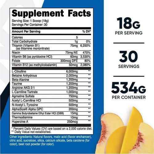 Nutricost Stim-Free Pre-Workout Powder, 30 Servings (Peach Mango) - Non-GMO Supplement EasyOptionXY LLC