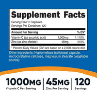 Nutricost Vitamin C with Zinc, 120 Servings - Non-GMO, Gluten Free Supplement EasyOptionXY LLC