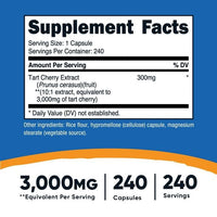 Nutricost Tart Cherry Extract 3000mg, 240 Vegetarian Capsules - Gluten Free, Non-GMO Supplement EasyOptionXY LLC