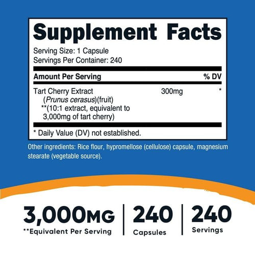 Nutricost Tart Cherry Extract 3000mg, 240 Vegetarian Capsules - Gluten Free, Non-GMO Supplement EasyOptionXY LLC