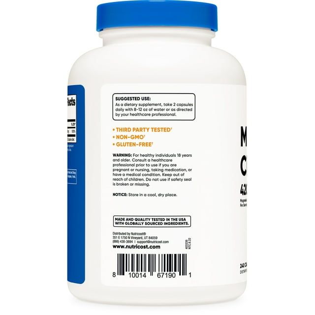 Nutricost Magnesium Citrate 420mg, 60 Servings, 240 Capsules - Non-GMO, Gluten Free Supplement EasyOptionXY LLC