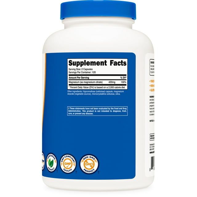 Nutricost Magnesium Citrate 420mg, 60 Servings, 240 Capsules - Non-GMO, Gluten Free Supplement EasyOptionXY LLC