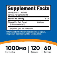 Nutricost Slippery Elm Bark Capsules 1000mg Per Serving, 120 Capsules - Non-GMO Supplement EasyOptionXY LLC