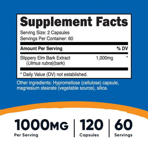 Nutricost Slippery Elm Bark Capsules 1000mg Per Serving, 120 Capsules - Non-GMO Supplement EasyOptionXY LLC