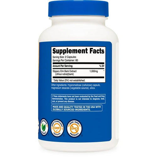 Nutricost Slippery Elm Bark Capsules 1000mg Per Serving, 120 Capsules - Non-GMO Supplement EasyOptionXY LLC