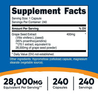 Nutricost Grape Seed Extract 28,000mg, 240 Capsules - Non-GMO, Gluten Free Supplement EasyOptionXY LLC