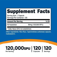 Nutricost Serrapeptase 120,000 SPU, 120 Capsules - Vegetarian Supplement EasyOptionXY LLC