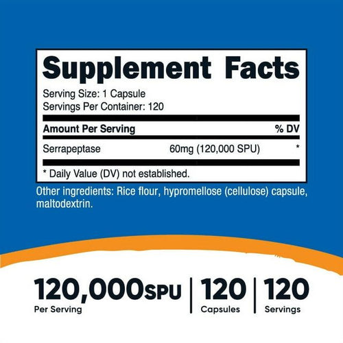 Nutricost Serrapeptase 120,000 SPU, 120 Capsules - Vegetarian Supplement EasyOptionXY LLC
