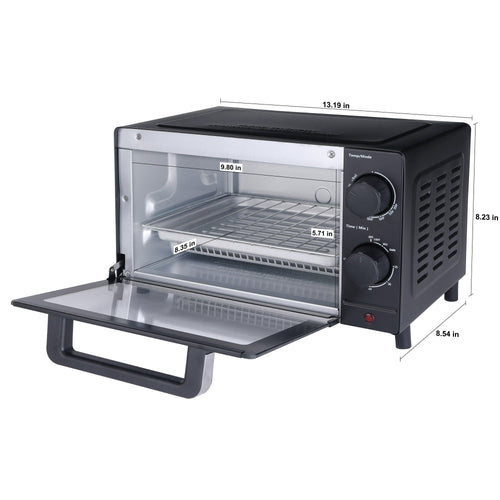 Mainstays 4 Slice Toaster Oven with 3 Setting, Baking Rack and Pan, Black, New EasyOptionXY LLC