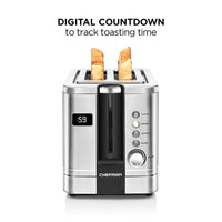 Chefman 2-Slice Digital Pop-Up Toaster, Stainless Steel, Bagel Sized Slots, Removable Crumb Tray EasyOptionXY LLC