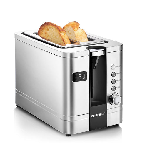 Chefman 2-Slice Digital Pop-Up Toaster, Stainless Steel, Bagel Sized Slots, Removable Crumb Tray EasyOptionXY LLC