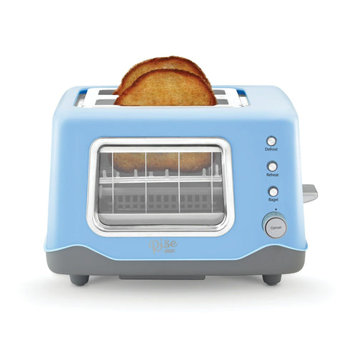Rise by Dash Clear View Window 2-Slice Toaster Blue - Defrost, Reheat, Bagel, Auto Shut off, New EasyOptionXY LLC