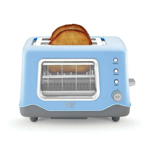 Rise by Dash Clear View Window 2-Slice Toaster Blue - Defrost, Reheat, Bagel, Auto Shut off, New EasyOptionXY LLC