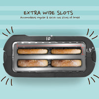 Elite Gourmet ECT-3100 New Stainless Steel 4 Slice Long Slot Toaster EasyOptionXY LLC