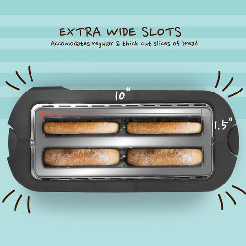 Elite Gourmet ECT-3100 New Stainless Steel 4 Slice Long Slot Toaster EasyOptionXY LLC