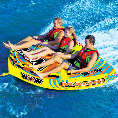 WOW Sports Macho 1-3 Person Towable Water Tube For Pool and Lake (16-1030) Jupiter Gear