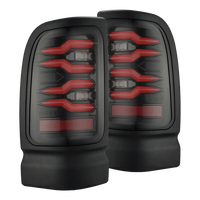 AlphaRex 94-01 Dodge Ram 1500/94-02 Ram 2500/3500 LUXX-Series LED Tail Lights Black Red OffRoadUSA.com