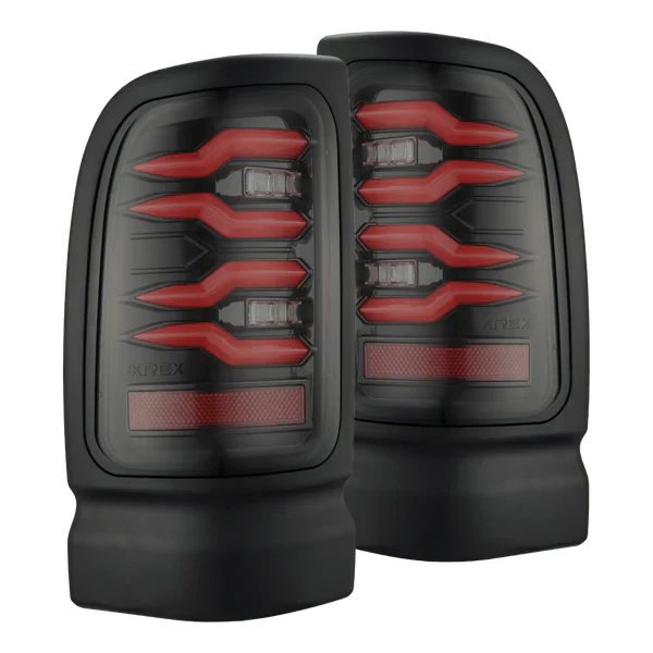 AlphaRex 94-01 Dodge Ram 1500/94-02 Ram 2500/3500 LUXX-Series LED Tail Lights Black Red OffRoadUSA.com
