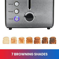 Total Chef 2 Slice Compact Wide Slot Toaster with 7 Shade Settings, Stainless Steel, Defrost and Reheat, Removable Crumb Tray, Easy to Clean, Black and Silver EasyOptionXY LLC