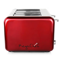 MegaChef 4 Slice Toaster in Stainless Steel Red EasyOptionXY LLC