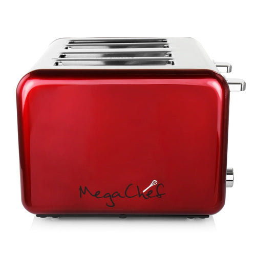 MegaChef 4 Slice Toaster in Stainless Steel Red EasyOptionXY LLC