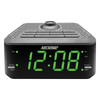 NELSONIC AM/FM Projection Dual Alarm Clock Radio, Black and Silver with Green LED Display EasyOptionXY LLC