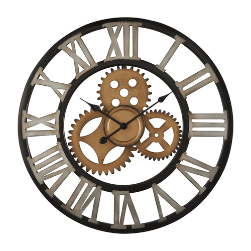 DecMode 30" Brown Metal Gear Wall Clock EasyOptionXY LLC