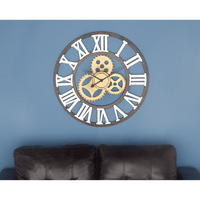 DecMode 30" Brown Metal Gear Wall Clock EasyOptionXY LLC