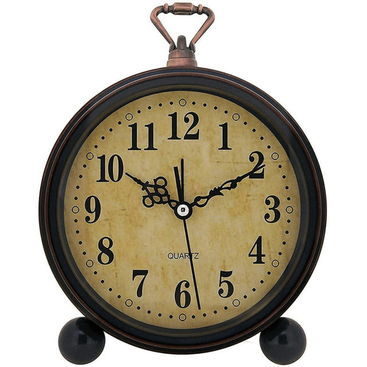 Wekity Vintage Alarm Clock , Analog Silent Small Bedside Desk Clock Battery Operated for Table Living Room Decor Shelf Gift Clock (Classic) EasyOptionXY LLC