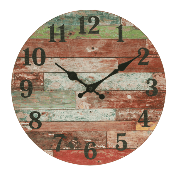 Stonebriar 12" Red Analog Round Farmhouse Battery Operated Wall Clock EasyOptionXY LLC