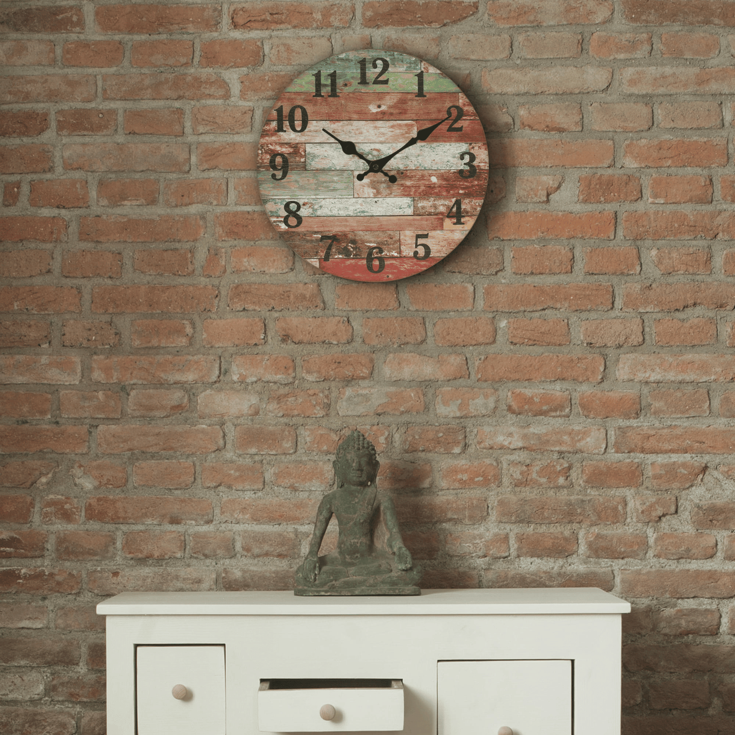 Stonebriar 12" Red Analog Round Farmhouse Battery Operated Wall Clock EasyOptionXY LLC